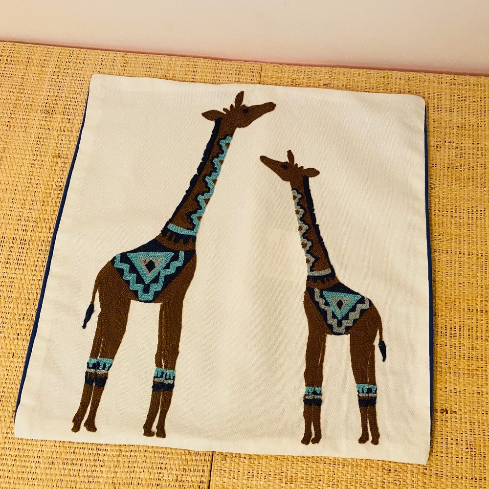 Giraffe Throw Pillow Cover Embroidery Giraffe Cover New